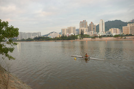 HONG KONG - CIRCA NOVEMBER, 2015: Hong Kong urban landscape in the morning. Hong Kong is an autonomous territory on the Pearl River Delta of East Asia.のeditorial素材