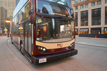 CHICAGO, IL - CIRCA MARCH, 2016: double decker bus at Chicago downtown in the daytime. Chicago is...
