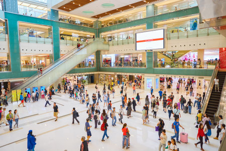 HONG KONG - CIRCA NOVEMBER, 2016: inside New Town Plaza shopping mall in Hong Kong. New Town Plaza is a shopping mall in the town centre of Sha Tin in Hong Kong.のeditorial素材