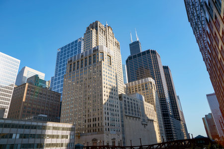 CHICAGO, USA - CIRCA APRIL, 2016: Chicago urban landscape at daytime. Chicago is the third-most populous city in the United Statesのeditorial素材
