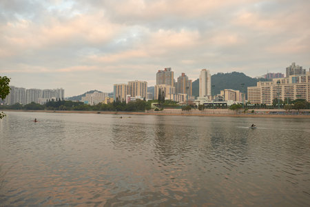 HONG KONG - CIRCA NOVEMBER, 2015: Hong Kong urban landscape in the morning. Hong Kong is an autonomous territory on the Pearl River Delta of East Asia.のeditorial素材