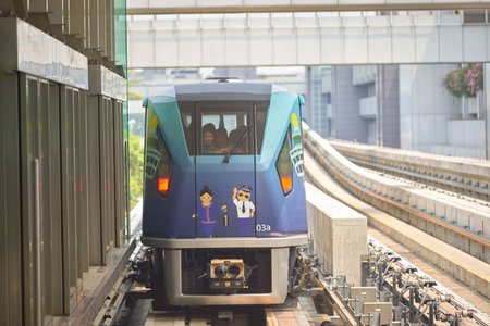 SINGAPORE - CIRCA NOVEMBER, 2015: Changi Airport Skytrain at daytime. The Changi Airport Skytrain is an automated people mover that connects Terminals 1, 2 and 3 at Singapore Changi Airport.のeditorial素材