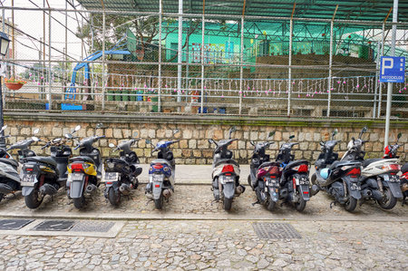 MACAO, CHINA - CIRCA FEBRUARY, 2016: Macao urban landscape at daytime. Macao is an autonomous territory on the western side of the Pearl River Delta in East Asia.のeditorial素材