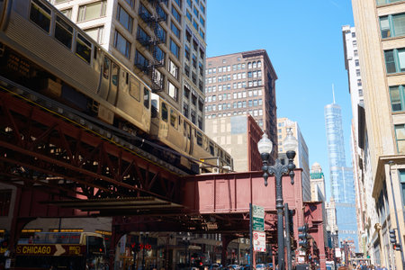 CHICAGO, IL - CIRCA MARCH, 2016: a CTA train at daytime. Chicago Transit Authority is the operator...