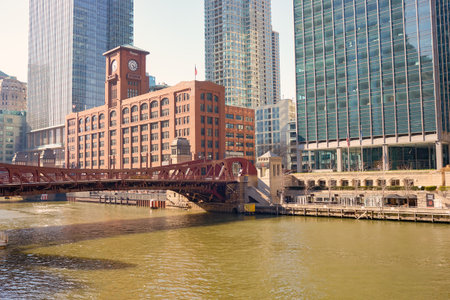 CHICAGO, USA - CIRCA APRIL, 2016: Chicago urban landscape at daytime. Chicago is the third-most populous city in the United Statesのeditorial素材