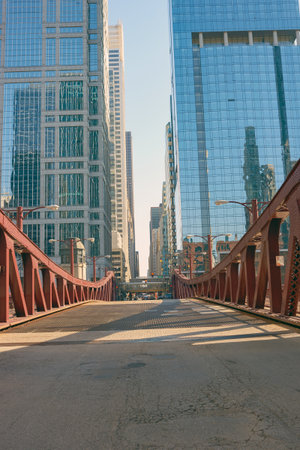 CHICAGO, USA - CIRCA APRIL, 2016: Chicago urban landscape at daytime. Chicago is the third-most populous city in the United Statesのeditorial素材