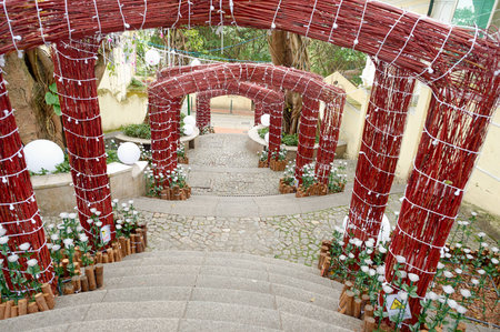 MACAO, CHINA - CIRCA FEBRUARY, 2016: Macao urban landscape at daytime. Macao is an autonomous territory on the western side of the Pearl River Delta in East Asia.のeditorial素材