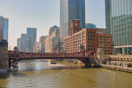 CHICAGO, USA - CIRCA APRIL, 2016: Chicago urban landscape at daytime. Chicago is the third-most populous city in the United Statesのeditorial素材