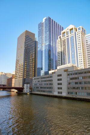 CHICAGO, USA - CIRCA APRIL, 2016: Chicago urban landscape at daytime. Chicago is the third-most populous city in the United Statesのeditorial素材
