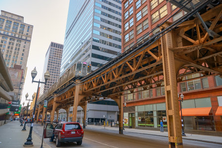 CHICAGO, USA - CIRCA APRIL, 2016: Chicago urban landscape at daytime. Chicago is the third-most populous city in the United Statesのeditorial素材