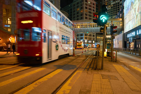 HONG KONG - CIRCA NOVEMBER, 2016: Hong Kong urban landscape at nighttime. Hong Kong  is an autonomous territory on the Pearl River Delta of East Asia.のeditorial素材