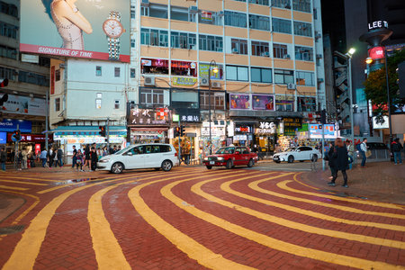 HONG KONG - CIRCA NOVEMBER, 2016: Hong Kong urban landscape at nighttime. Hong Kong  is an...