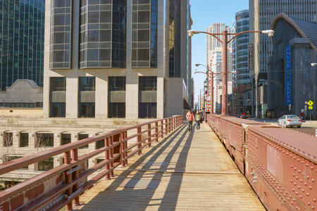 CHICAGO, USA - CIRCA APRIL, 2016: Chicago urban landscape at daytime. Chicago is the third-most populous city in the United Statesのeditorial素材