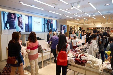 HONG KONG - CIRCA NOVEMBER, 2016: inside H & M store in Hong Kong. H & M Hennes & Mauritz AB is a...