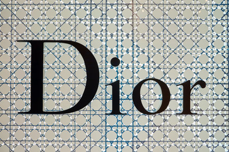 HONG KONG - CIRCA NOVEMBER, 2016: close up shot of Dior sign at the Elements shopping mall.のeditorial素材