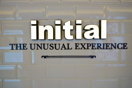 HONG KONG - CIRCA NOVEMBER, 2016: close up shot of initial sign in Hong Kong. Shopping is a widely popular social activity in Hong Kong.のeditorial素材