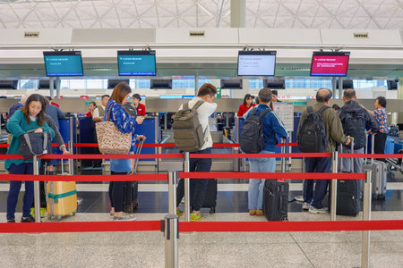 HONG KONG - CIRCA NOVEMBER, 2016: inside of Hong Kong International Airport. It is the main airport in Hong Kong. The airport is located on the island of Chek Lap Kokのeditorial素材