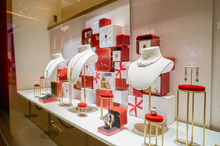 HONG KONG - CIRCA NOVEMBER, 2016: a display window in a Cartier store. Societe Cartier is a French...