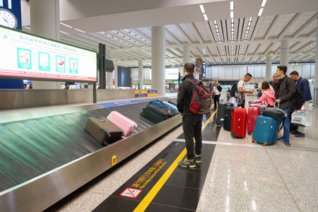 HONG KONG - CIRCA NOVEMBER, 2016: baggage claim area in Hong Kong International Airport. It is the main airport in Hong Kong. The airport is located on the island of Chek Lap Kokのeditorial素材