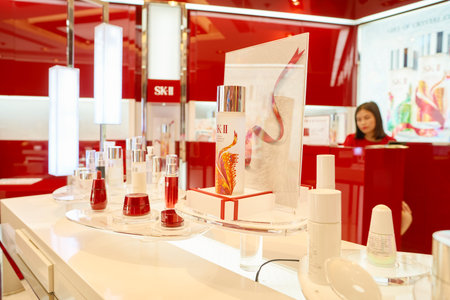 HONG KONG - CIRCA NOVEMBER, 2016: inside SK-II store at the Elements shopping mall in Hong Kong. SK-II is a Japanese prestige beauty brand launched in 1980のeditorial素材