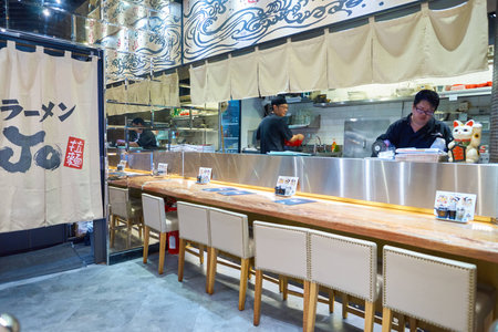HONG KONG - CIRCA NOVEMBER, 2016: interior of a restaurant at the Elements shopping mall in Hong Kong.のeditorial素材