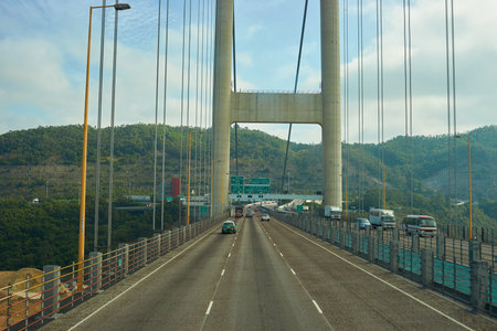 HONG KONG - CIRCA NOVEMBER, 2016: view from upper deck of double-decker bus.のeditorial素材