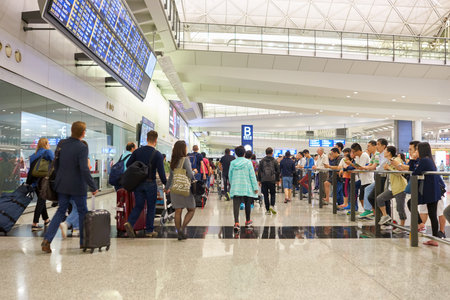 HONG KONG - CIRCA NOVEMBER, 2016: inside of Hong Kong International Airport. It is the main airport in Hong Kong. The airport is located on the island of Chek Lap Kokのeditorial素材