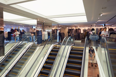 HONG KONG - CIRCA NOVEMBER, 2016: inside H & M store in Hong Kong. H & M Hennes & Mauritz AB is a...