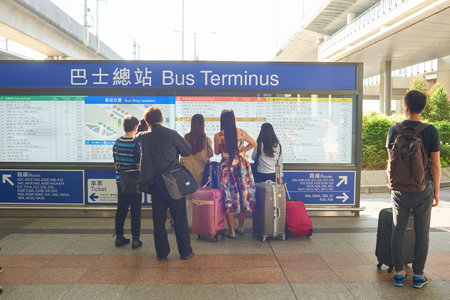 HONG KONG - CIRCA NOVEMBER, 2016: Hong Kong Airport Bus Terminus in the daytime.のeditorial素材