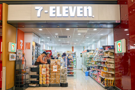 HONG KONG - CIRCA NOVEMBER, 2016: a 7-Eleven store in Hong Kong. 7-Eleven is an international chain of convenience stores.のeditorial素材