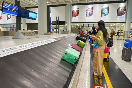 HONG KONG - CIRCA NOVEMBER, 2016: baggage claim area in Hong Kong International Airport. It is the main airport in Hong Kong. The airport is located on the island of Chek Lap Kokのeditorial素材