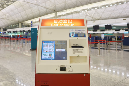 HONG KONG - CIRCA NOVEMBER, 2016: self check-in kiosk at Hong Kong International Airport. It is the...