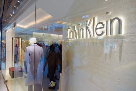 HONG KONG - CIRCA NOVEMBER, 2016: Calvin Klein store in Hong Kong. Shopping is a widely popular social activity in Hong Kong.のeditorial素材