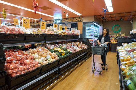 HONG KONG - CIRCA NOVEMBER, 2016: inside Taste supermarket. Taste is a chain supermarket in Hong Kong owned by AS Watsonのeditorial素材