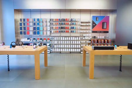 HONG KONG - CIRCA NOVEMBER, 2016: inside Apple store. Apple is an American multinational technology company.のeditorial素材