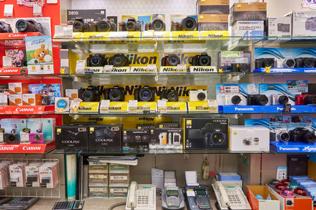 HONG KONG - CIRCA NOVEMBER, 2016: inside a electronics store in Hong Kong.