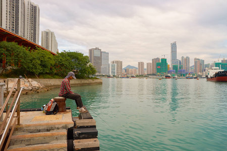 HONG KONG - CIRCA NOVEMBER, 2016: view of Hong Kong in the daytime. Hong Kong is an autonomous territory on the Pearl River Delta of East Asia.のeditorial素材