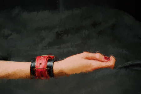 Close up shot of woman's bounded hand.の写真素材