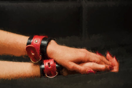 Close up shot of woman's bounded hand.の写真素材