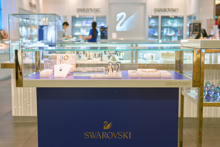 SINGAPORE - CIRCA SEPTEMBER, 2016: Swarovski store at Singapore Changi Airport. Changi Airport is...