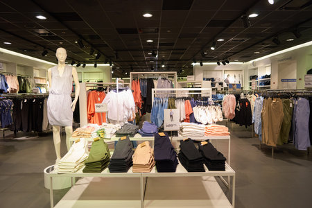 SAINT PETERSBURG, RUSSIA - CIRCA APRIL, 2017: inside a H & M store. H & M Hennes & Mauritz AB is a...