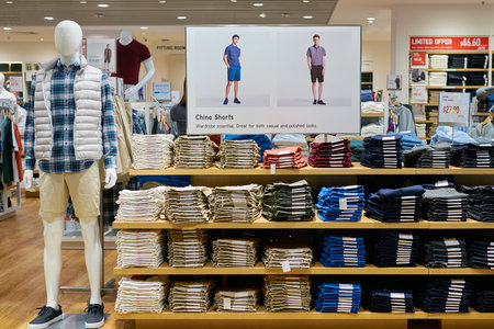 SINGAPORE - CIRCA SEPTEMBER, 2016: inside Uni Qlo store at Singapore Changi Airport. Uniqlo Co.,...