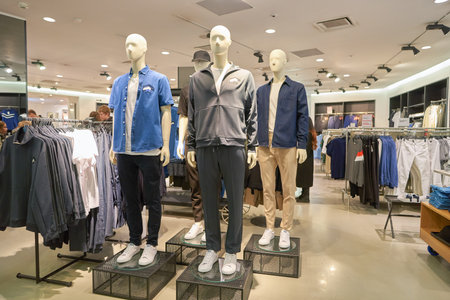 SAINT PETERSBURG, RUSSIA - CIRCA APRIL, 2017: inside a H & M store at Galeria shopping center.