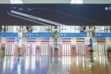 DUBAI, UAE - CIRCA JANUARY, 2017: inside Dubai International Airport. The airport is home to the...