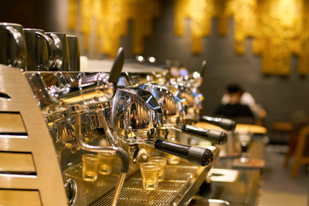 SEOUL, SOUTH KOREA - CIRCA MAY, 2017: coffee machine at Starbucks Reserve in Seoul. Starbucks Corporation is an American coffee company and coffeehouse chain.のeditorial素材