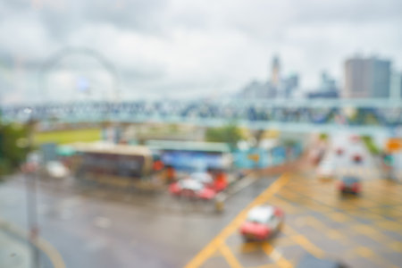 HONG KONG - CIRCA SEPTEMBER, 2016: defocused Hong Kong urban landscape. Hong Kong is an autonomous territory on the Pearl River Delta of East Asia.のeditorial素材