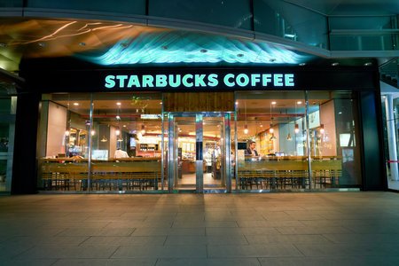 SEOUL, SOUTH KOREA - CIRCA MAY, 2017: Starbucks coffee shop in Seoul. Starbucks Corporation is an American coffee company and coffeehouse chain.のeditorial素材
