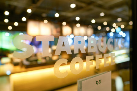 SEOUL, SOUTH KOREA - CIRCA MAY, 2017: Starbucks coffee shop in Seoul. Starbucks Corporation is an...
