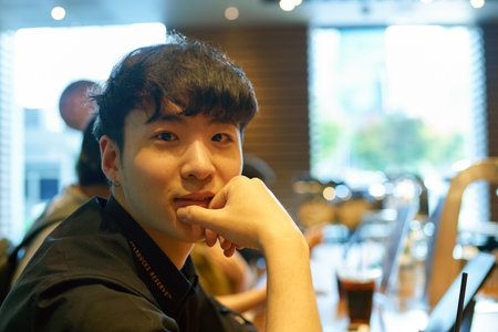 SEOUL, SOUTH KOREA - CIRCA MAY, 2017: worker at Starbucks Reserve. Starbucks Corporation is an American coffee company and coffeehouse chain.のeditorial素材
