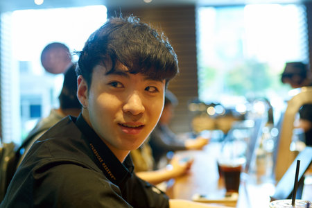 SEOUL, SOUTH KOREA - CIRCA MAY, 2017: worker at Starbucks Reserve. Starbucks Corporation is an American coffee company and coffeehouse chain.のeditorial素材